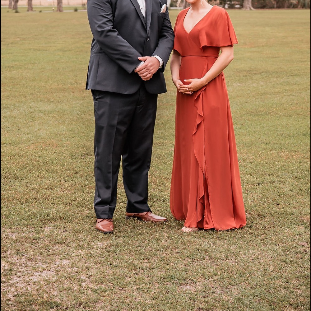 Burnt orange bridesmaid dress